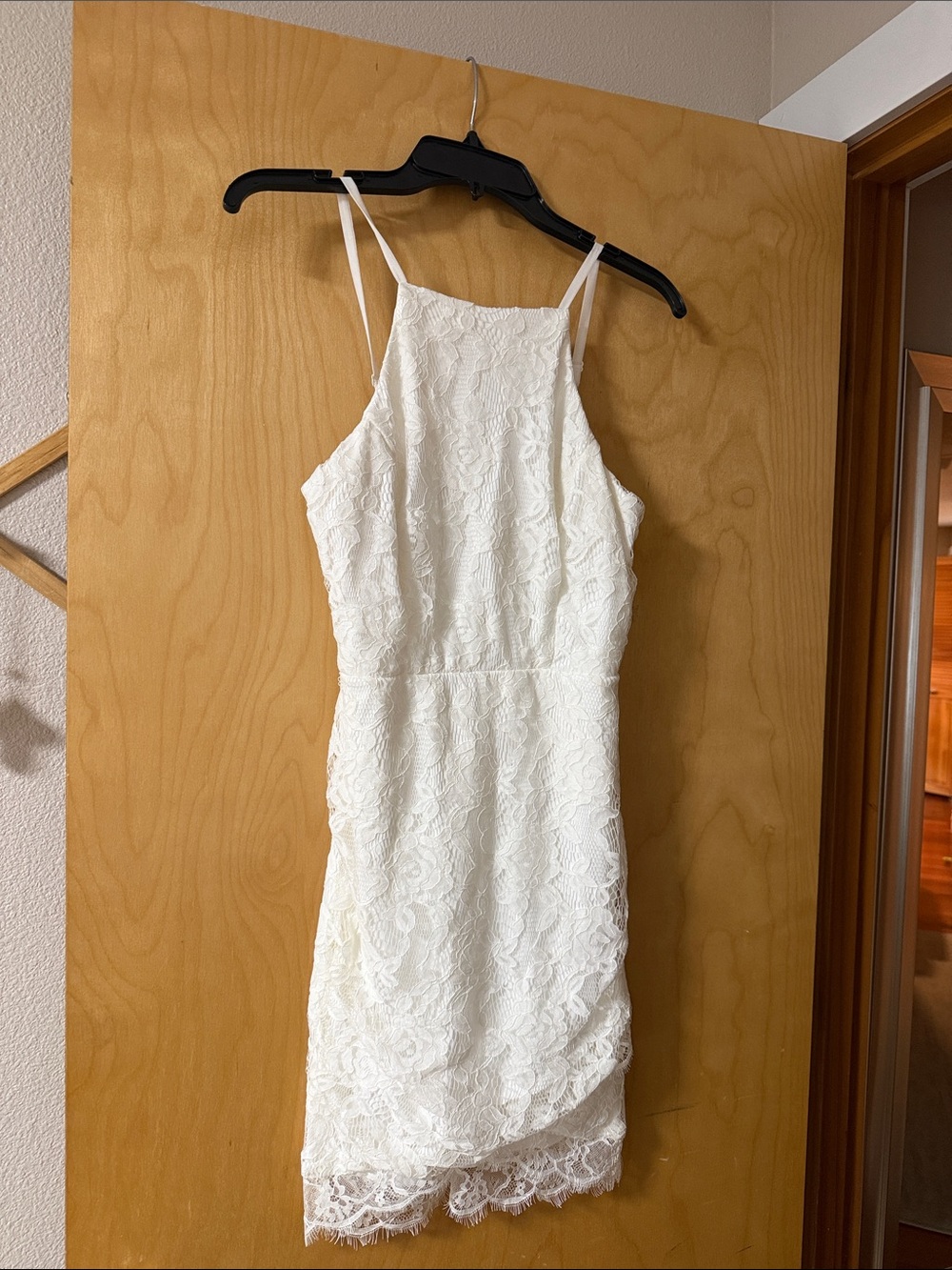 Windsor Ivory Lace Halter Mini Dress